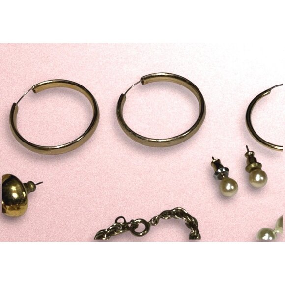 Set Of Gold & Pearl Jewelry - Necklaces Earrings & Bracelets - Vintage-Inspired - Picture 11 of 11